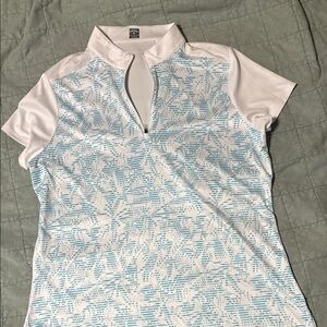 Nike Women's White and Light Blue Golf Polo